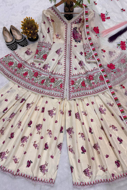 SHAFNUFAB Women's Georgette Ethnic Wear for WomenSemi StitchedSalwarSuit  SF251325