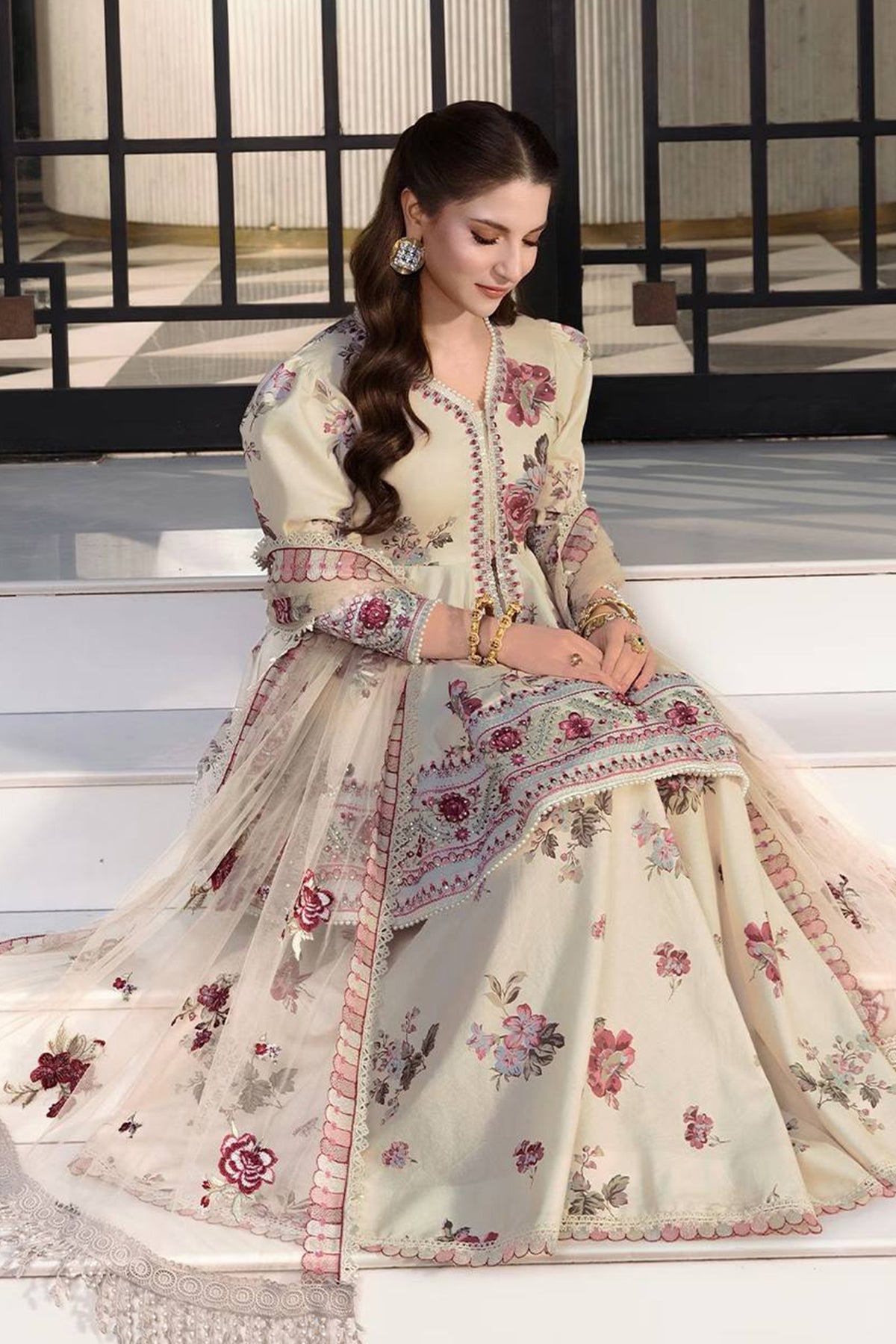 SHAFNUFAB Women's Georgette Ethnic Wear for WomenSemi StitchedSalwarSuit  SF251325