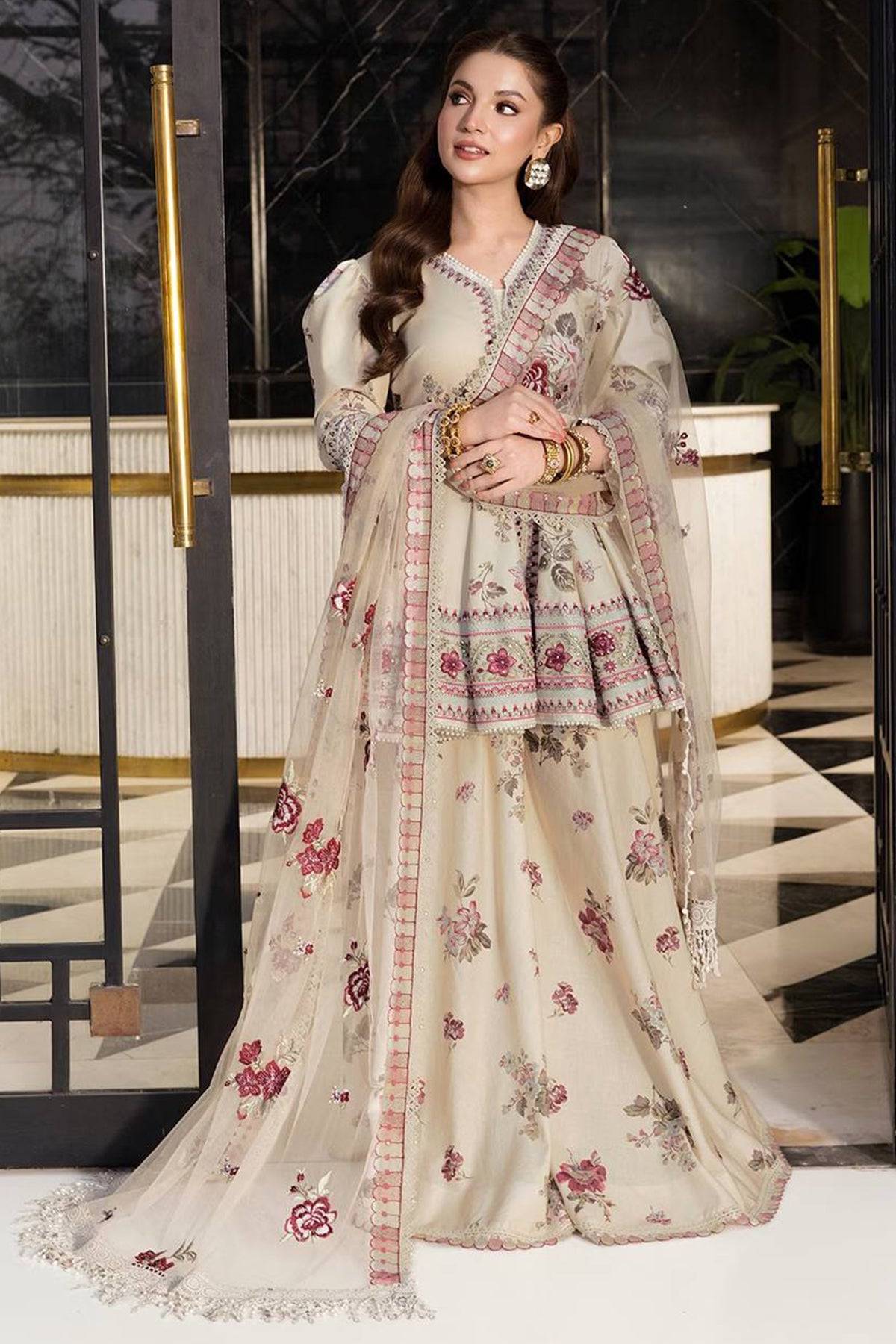 SHAFNUFAB Women's Georgette Ethnic Wear for WomenSemi StitchedSalwarSuit  SF251325