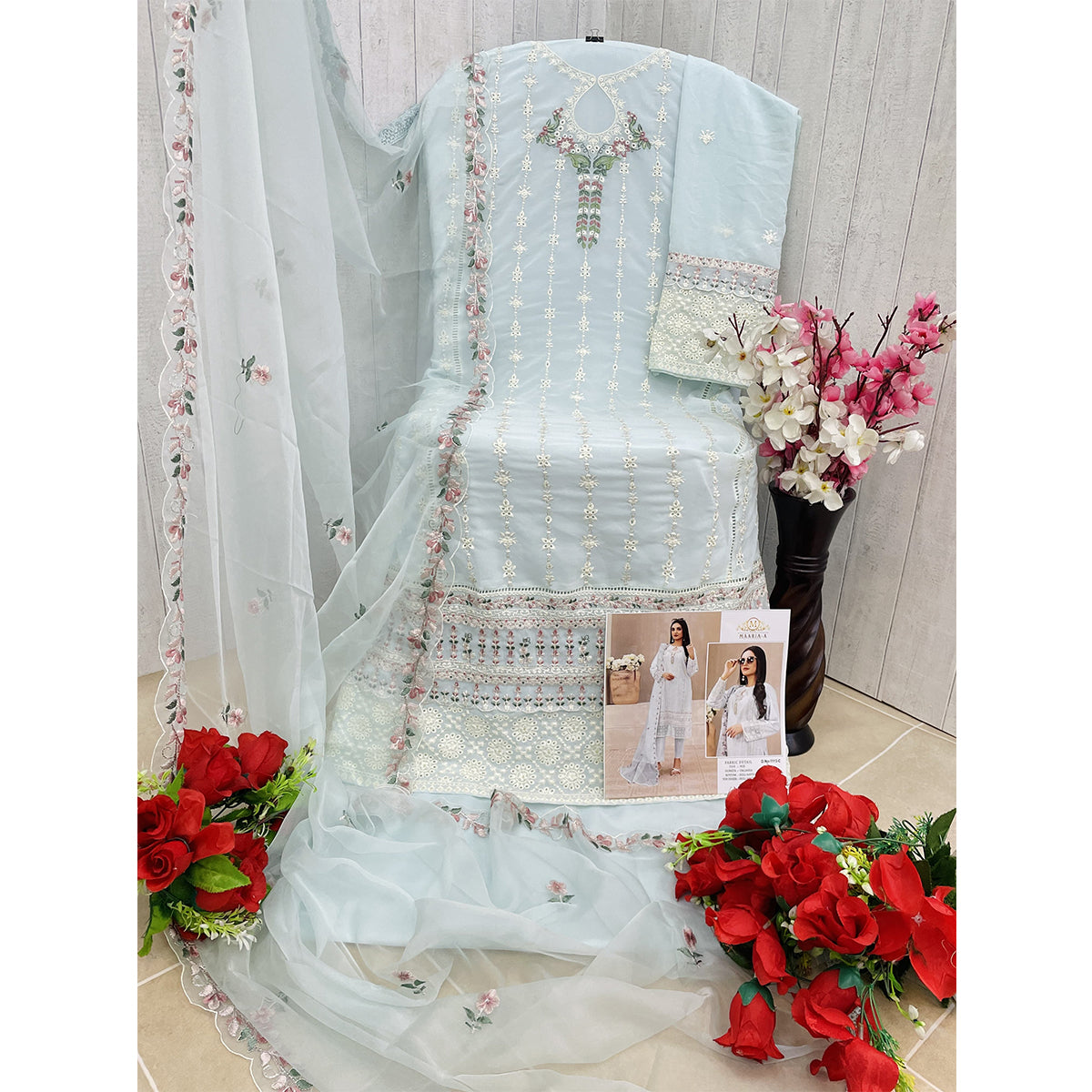 SHAFNUFAB Women's Georgette Ethnic Wear for WomenSemi StitchedSalwarSuit  SF271119