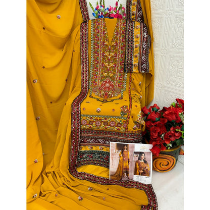 SHAFNUFAB Women's Georgette Ethnic Wear for WomenSemi StitchedSalwarSuit  SF27111