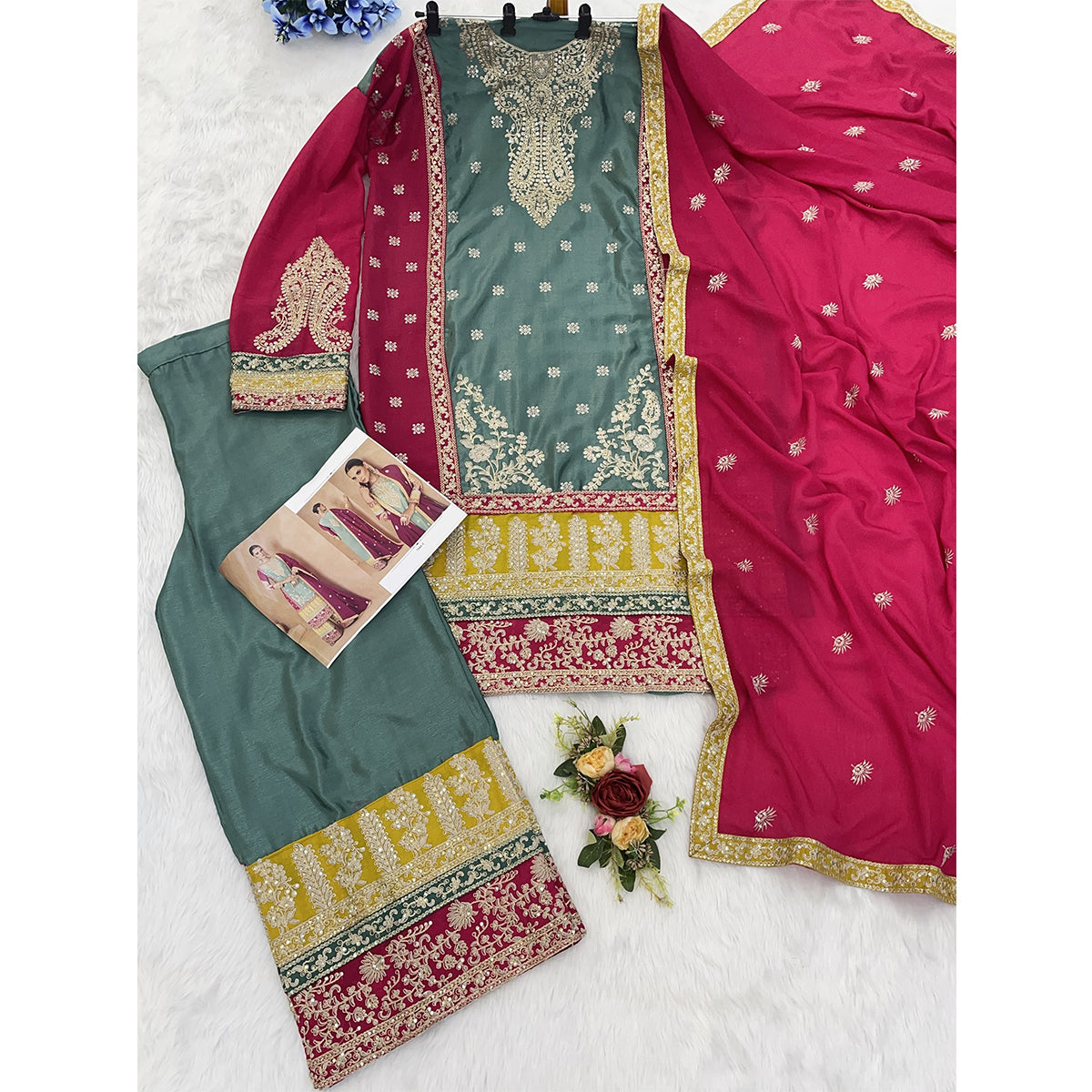 SHAFNUFAB Women's Georgette Ethnic Wear for WomenSemi StitchedSalwarSuit    SF271135