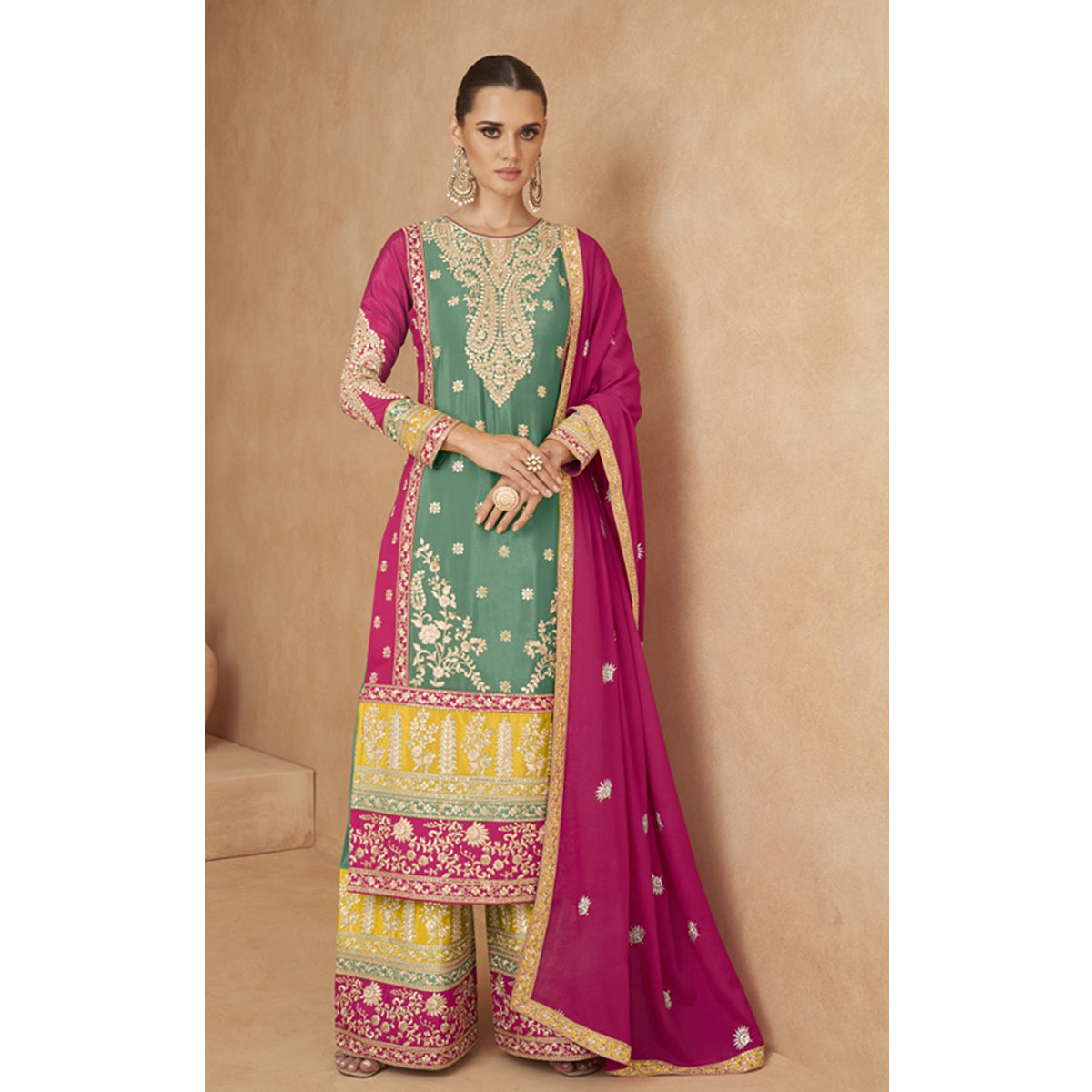 SHAFNUFAB Women's Georgette Ethnic Wear for WomenSemi StitchedSalwarSuit    SF271135
