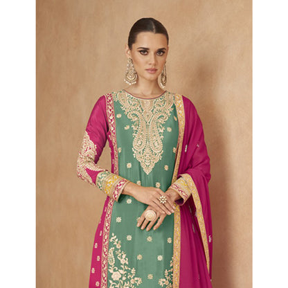 SHAFNUFAB Women's Georgette Ethnic Wear for WomenSemi StitchedSalwarSuit    SF271135