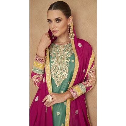 SHAFNUFAB Women's Georgette Ethnic Wear for WomenSemi StitchedSalwarSuit    SF271135