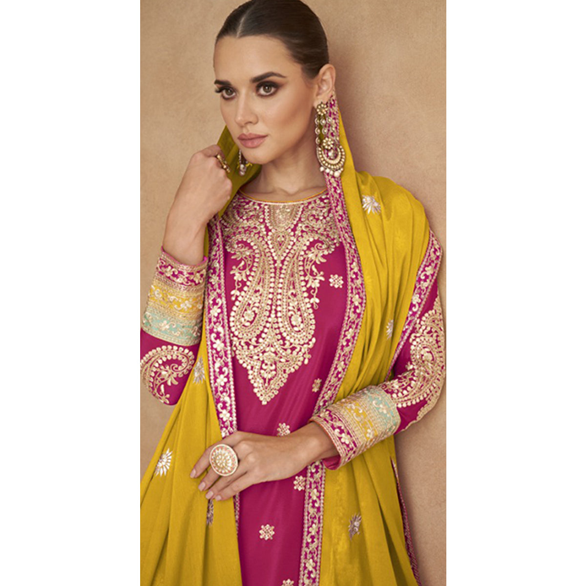 SHAFNUFAB Women's Georgette Ethnic Wear for WomenSemi StitchedSalwarSuit   SF271136