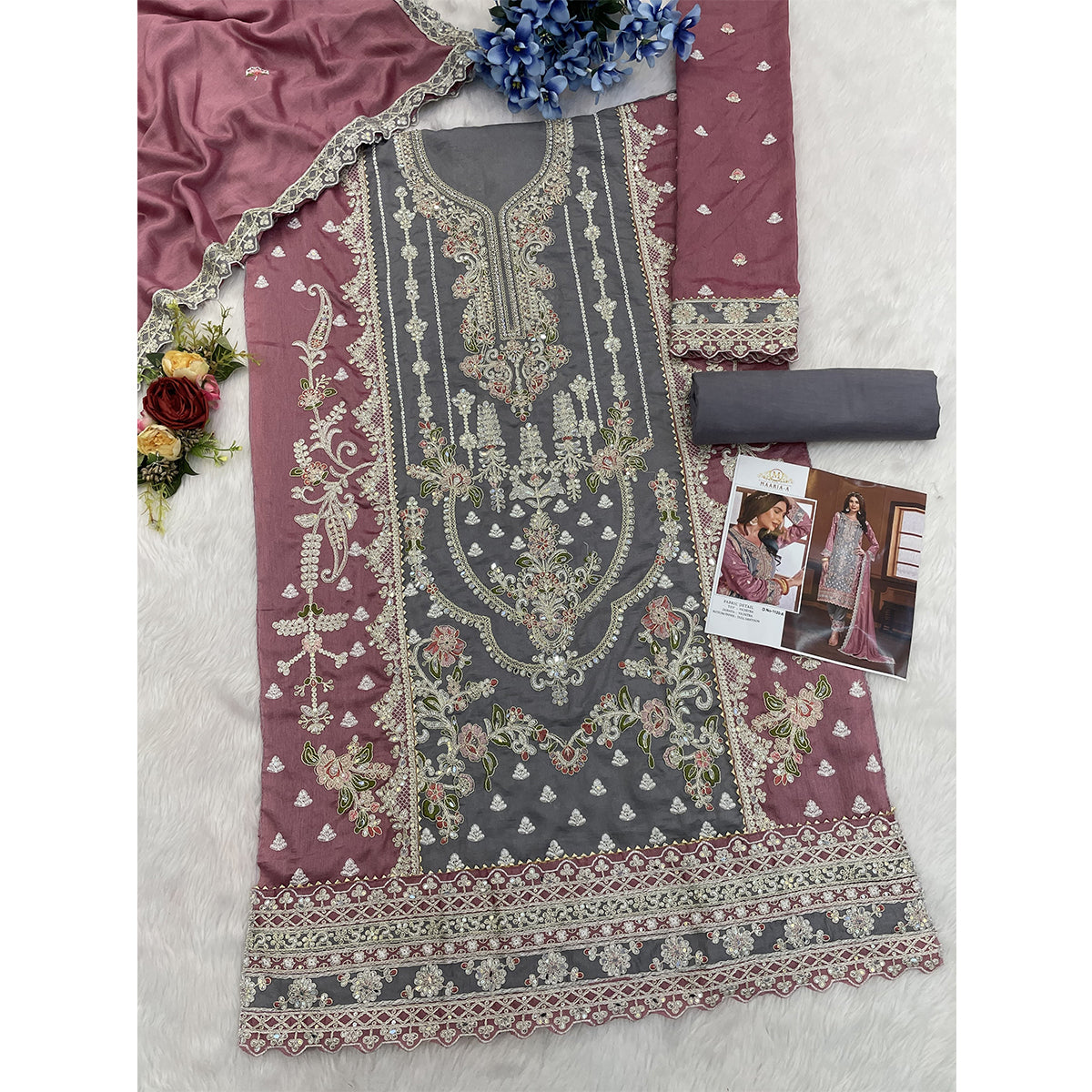 SHAFNUFAB Women's Georgette Ethnic Wear for WomenSemi StitchedSalwarSuit   SF271139