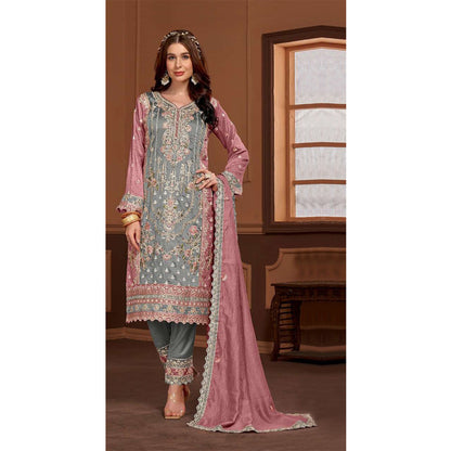 SHAFNUFAB Women's Georgette Ethnic Wear for WomenSemi StitchedSalwarSuit   SF271139