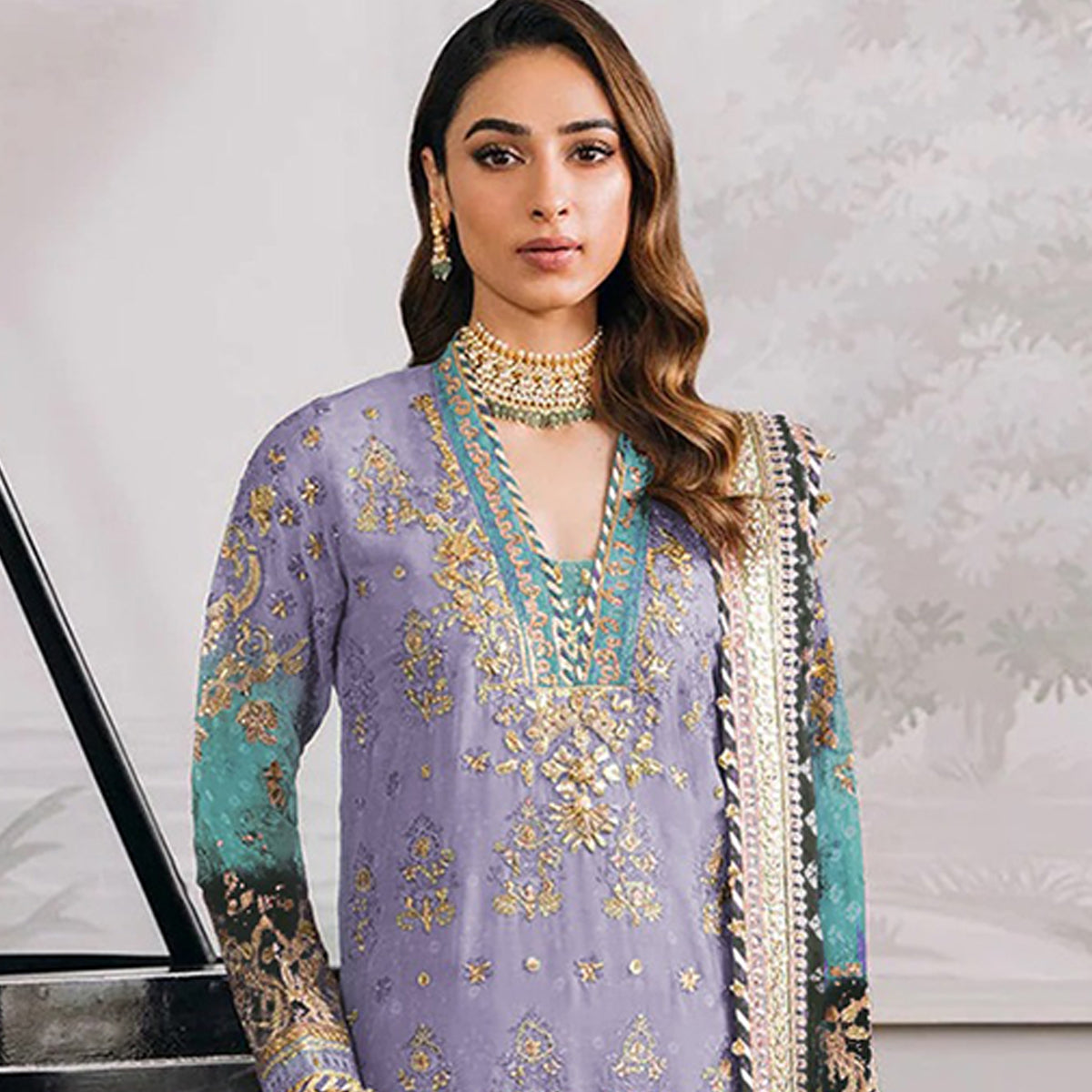 SHAFNUFAB Women's Georgette Ethnic Wear for WomenSemi StitchedSalwarSuit    SF271142