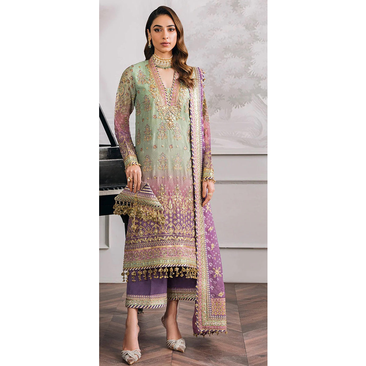 SHAFNUFAB Women's Georgette Ethnic Wear for WomenSemi StitchedSalwarSuit    SF271143
