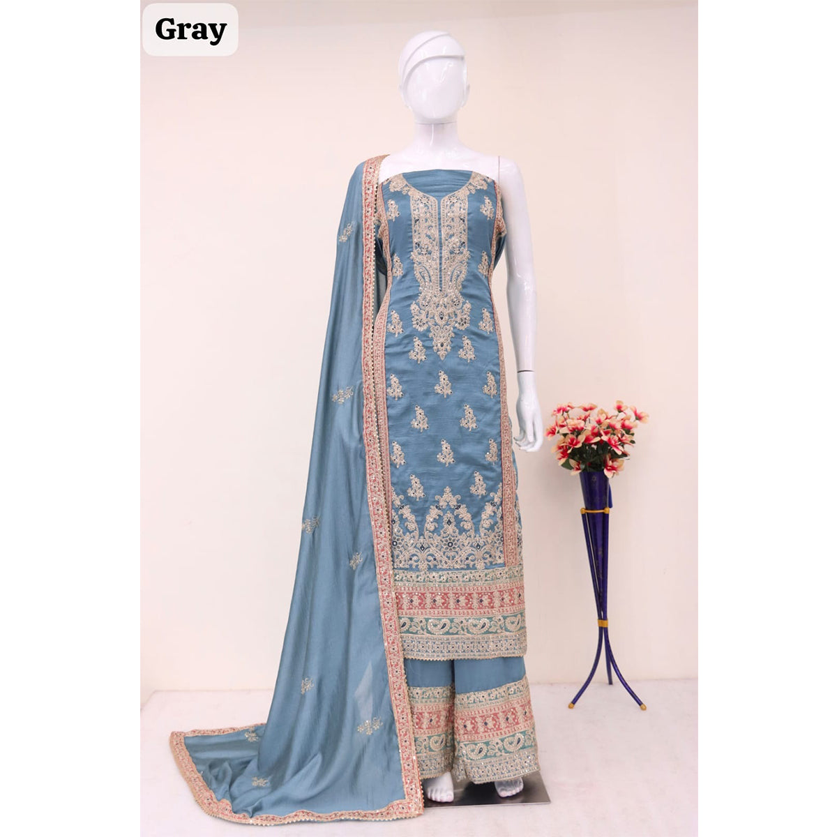 SHAFNUFAB Women's Georgette Ethnic Wear for WomenSemi StitchedSalwarSuit    SF271146