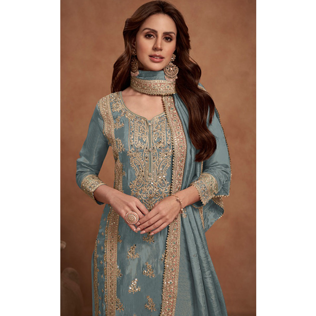 SHAFNUFAB Women's Georgette Ethnic Wear for WomenSemi StitchedSalwarSuit    SF271146