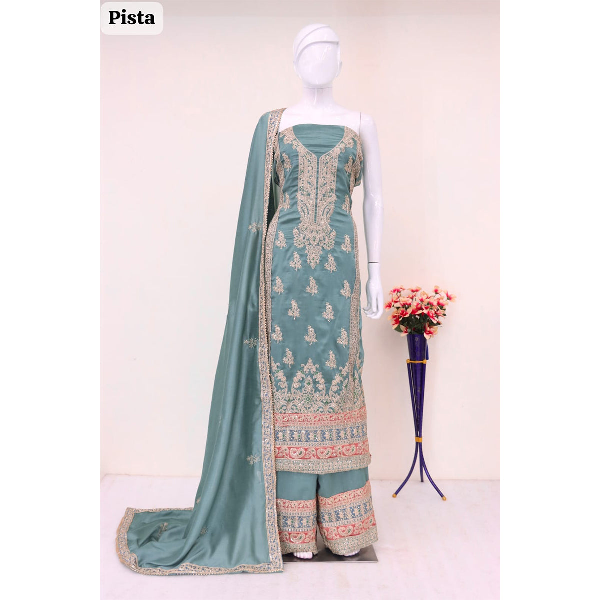 SHAFNUFAB Women's Georgette Ethnic Wear for WomenSemi StitchedSalwarSuit    SF271147