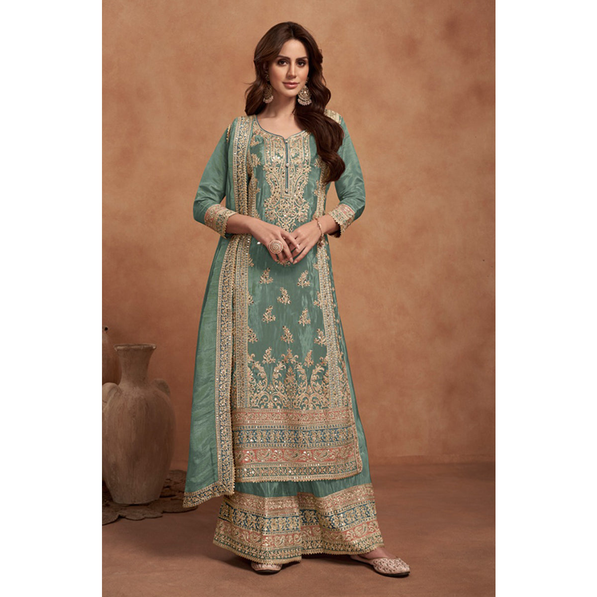 SHAFNUFAB Women's Georgette Ethnic Wear for WomenSemi StitchedSalwarSuit    SF271147