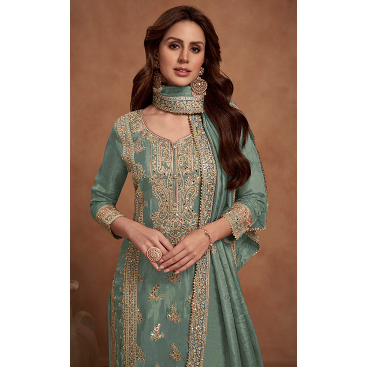 SHAFNUFAB Women's Georgette Ethnic Wear for WomenSemi StitchedSalwarSuit    SF271147