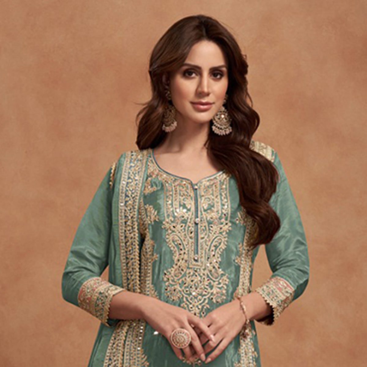 SHAFNUFAB Women's Georgette Ethnic Wear for WomenSemi StitchedSalwarSuit    SF271147