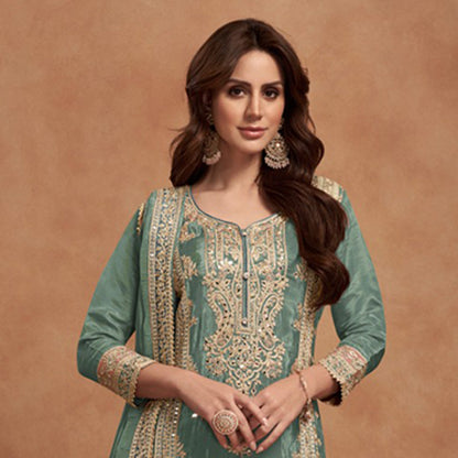 SHAFNUFAB Women's Georgette Ethnic Wear for WomenSemi StitchedSalwarSuit    SF271147