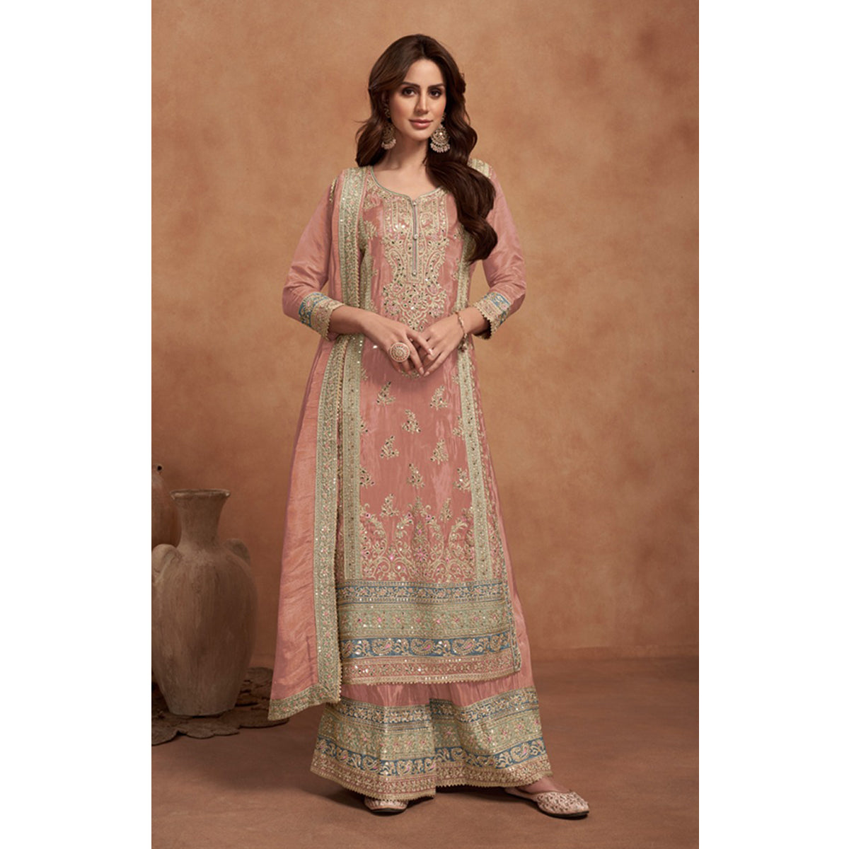 SHAFNUFAB Women's Georgette Ethnic Wear for WomenSemi StitchedSalwarSuit    SF271148