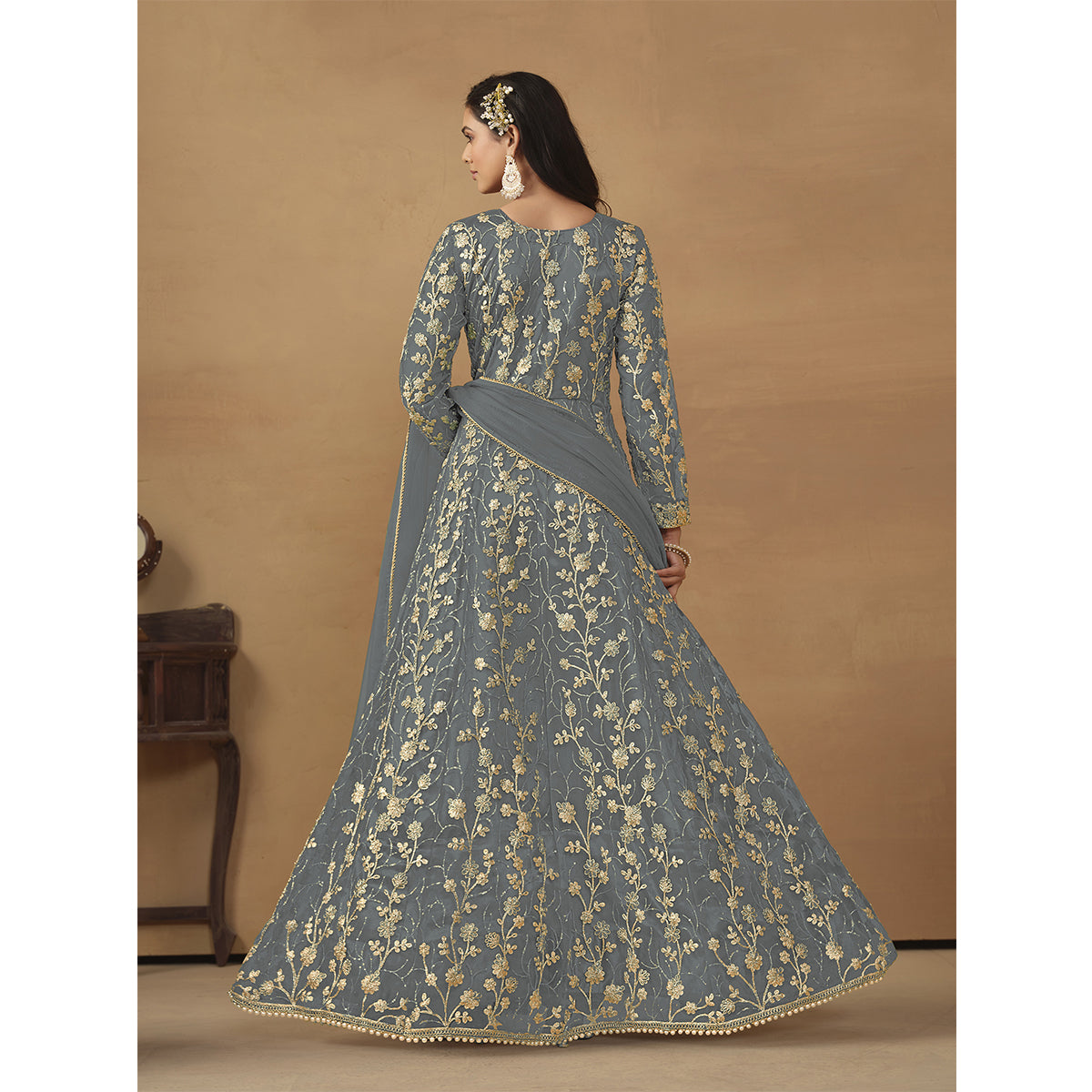 SHAFNUFAB Women's Georgette Ethnic Wear for WomenSemi StitchedSalwarSuit   SF271162