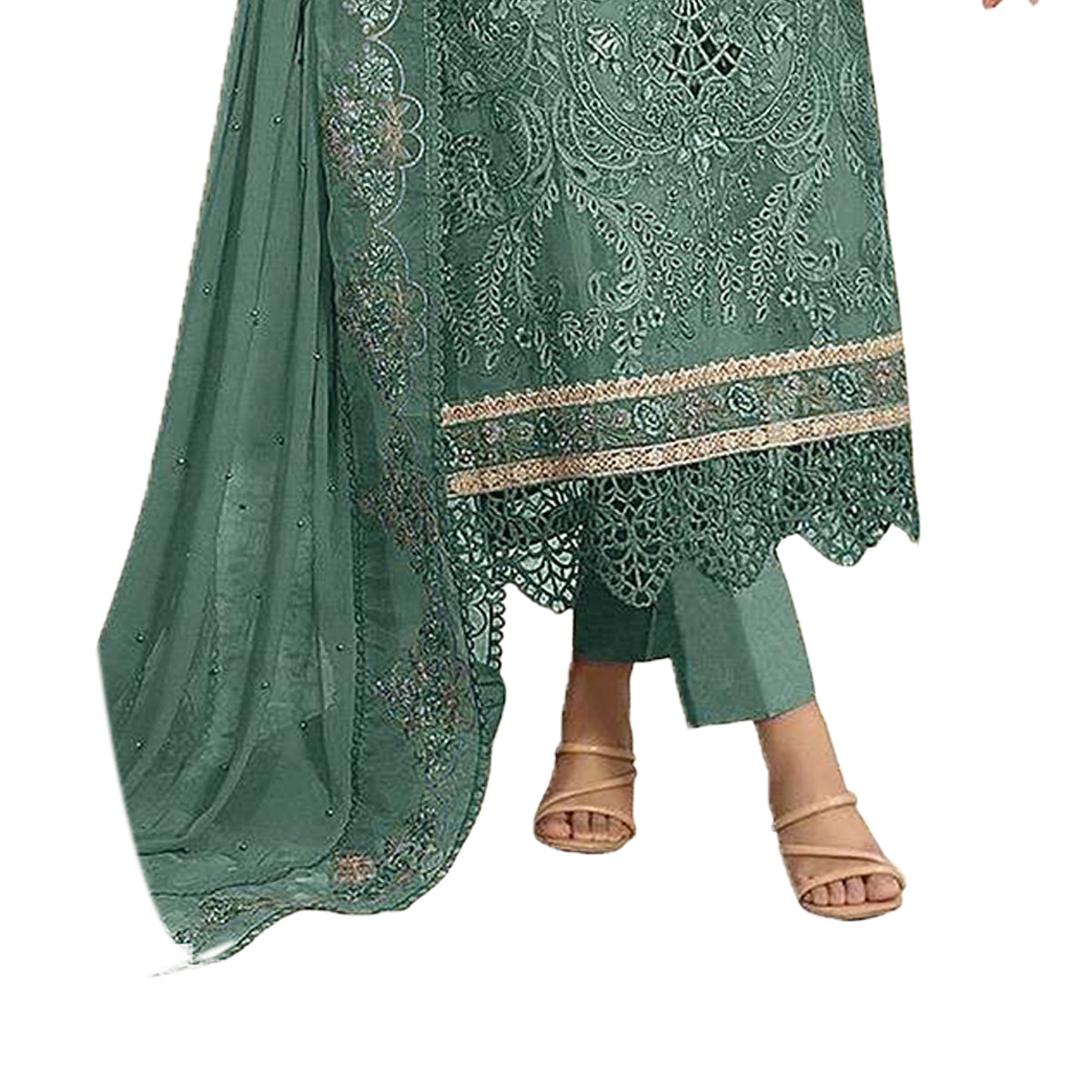 SHAFNUFAB Women's Georgette Ethnic Wear for WomenSemi StitchedSalwarSuit   SF271167