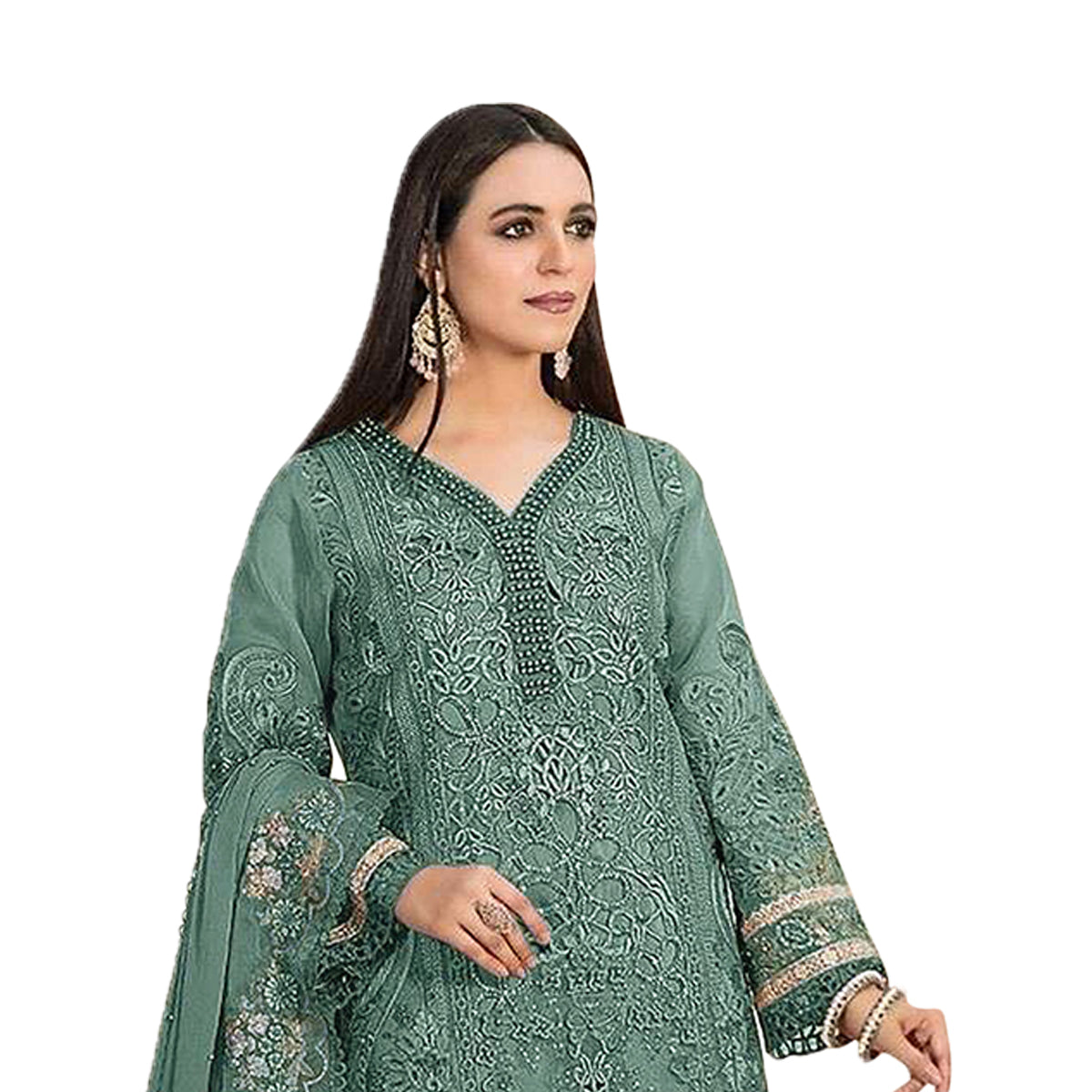 SHAFNUFAB Women's Georgette Ethnic Wear for WomenSemi StitchedSalwarSuit   SF271167