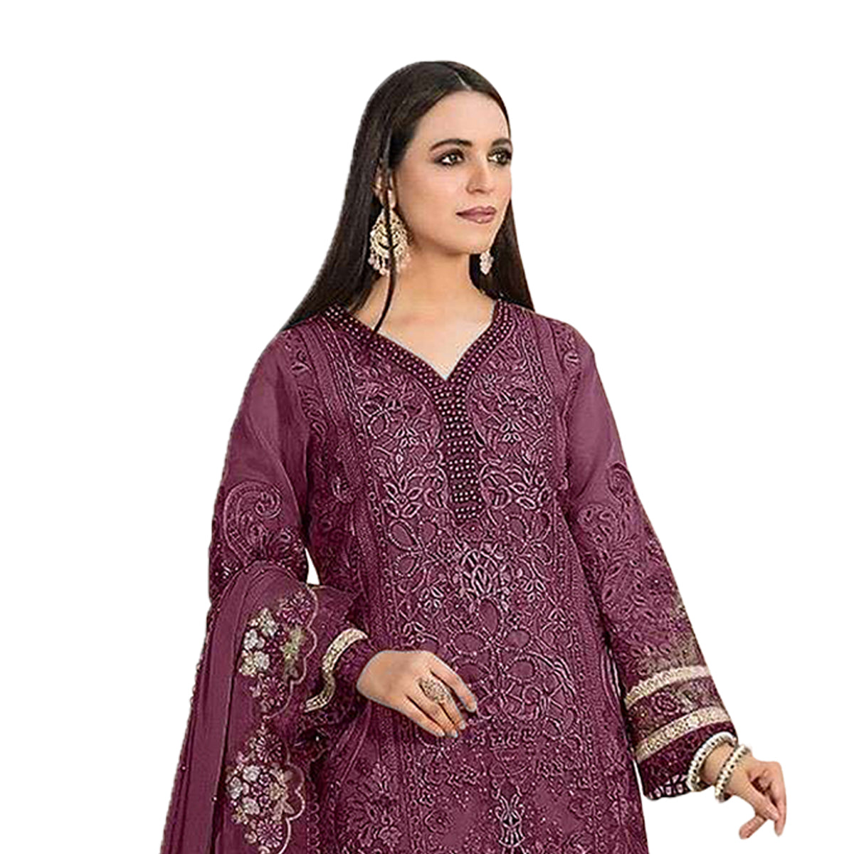 SHAFNUFAB Women's Georgette Ethnic Wear for WomenSemi StitchedSalwarSuit   SF271168