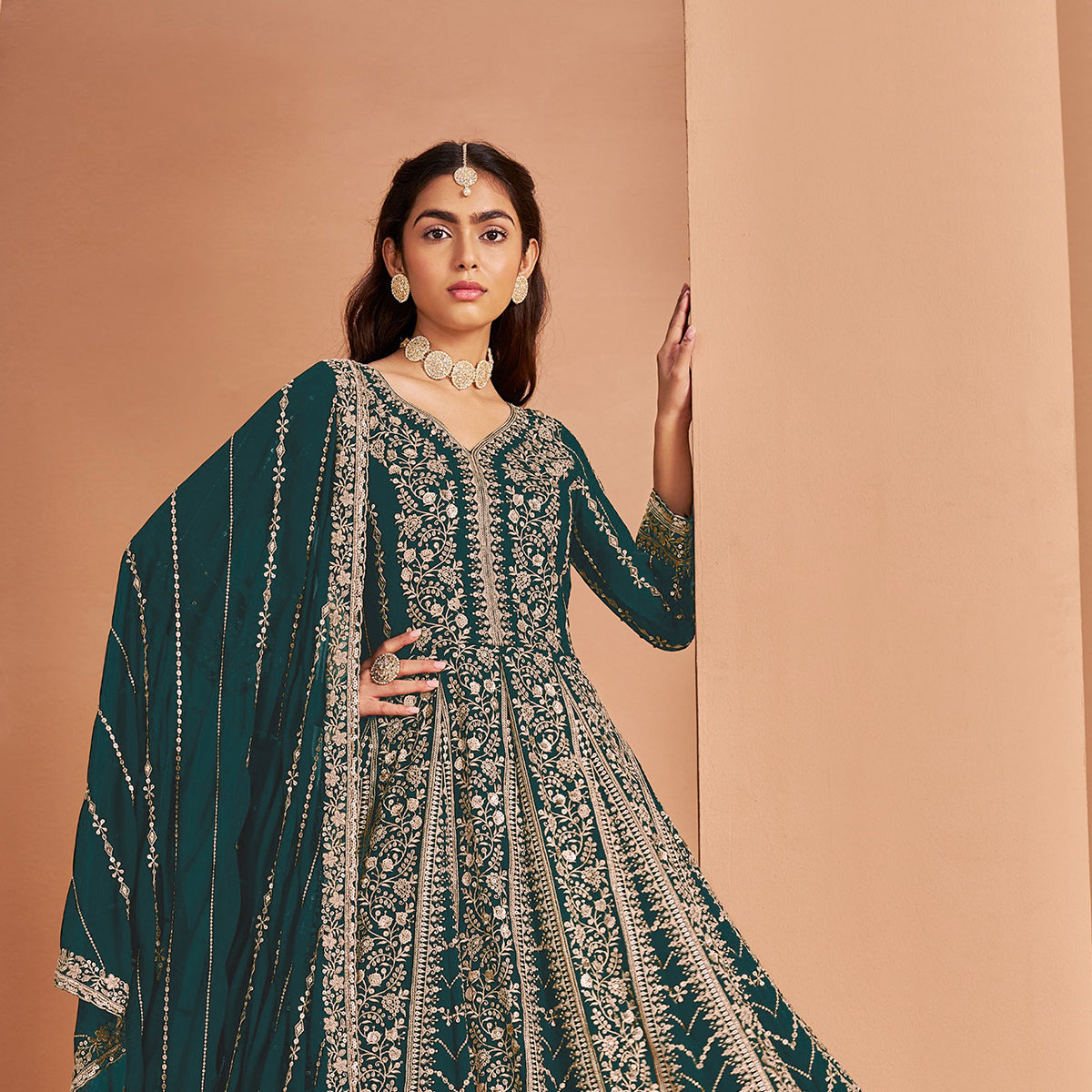 SHAFNUFAB Women's Georgette Ethnic Wear for WomenSemi StitchedSalwarSuit   SF271179