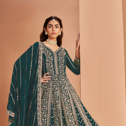 SHAFNUFAB Women's Georgette Ethnic Wear for WomenSemi StitchedSalwarSuit   SF271179