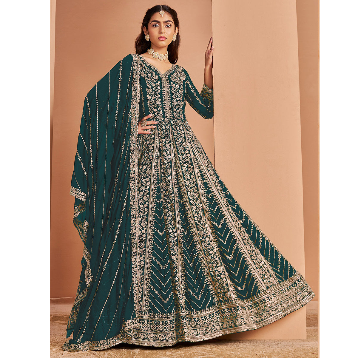 SHAFNUFAB Women's Georgette Ethnic Wear for WomenSemi StitchedSalwarSuit   SF271179
