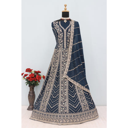 SHAFNUFAB Women's Georgette Ethnic Wear for WomenSemi StitchedSalwarSuit   SF271179