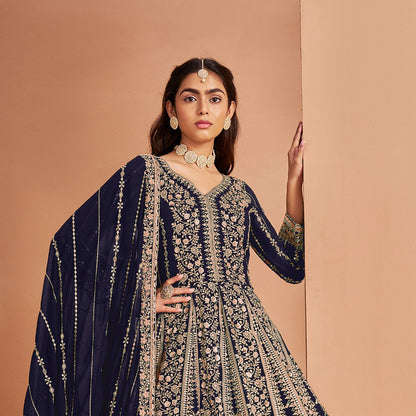 SHAFNUFAB Women's Georgette Ethnic Wear for WomenSemi StitchedSalwarSuit   SF271181