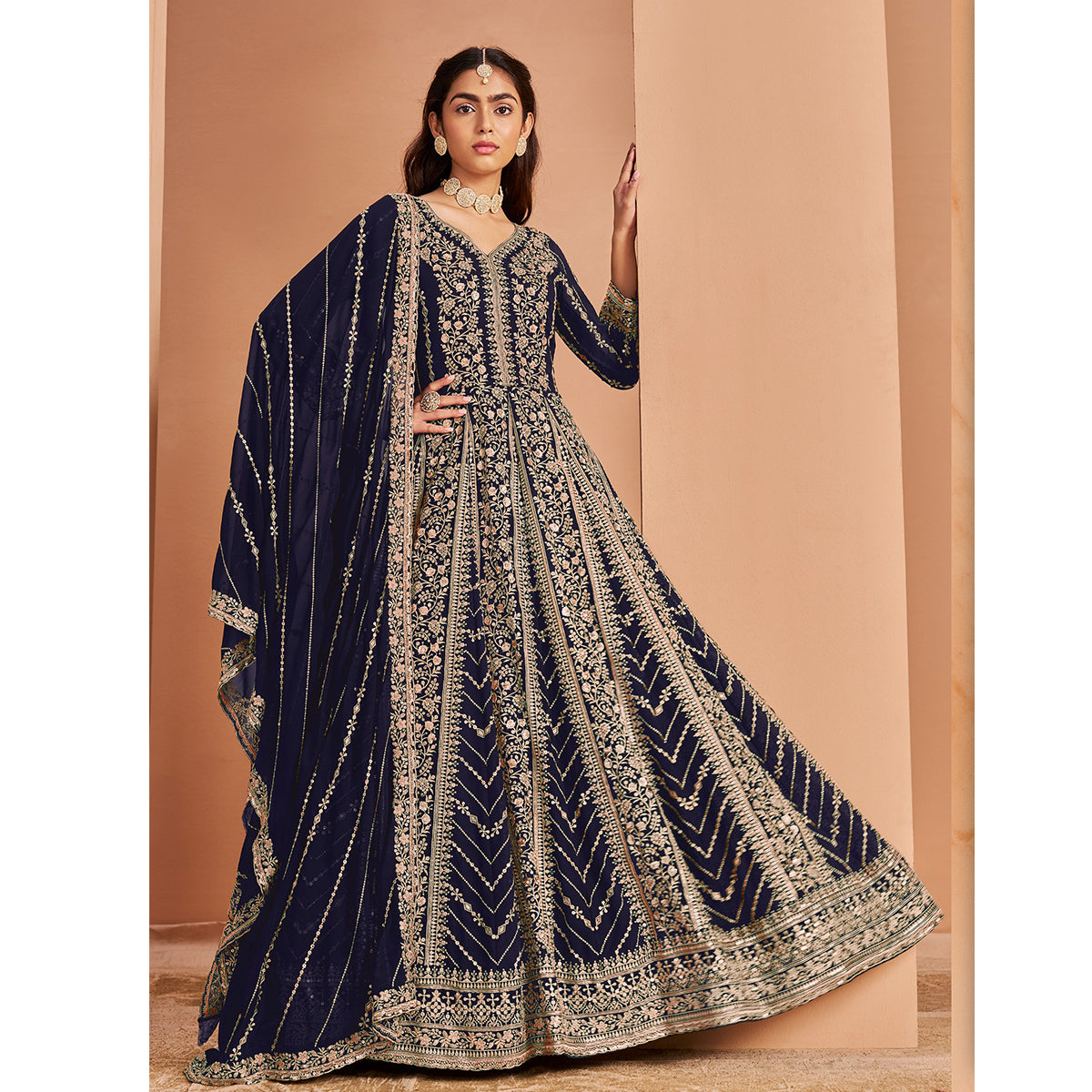 SHAFNUFAB Women's Georgette Ethnic Wear for WomenSemi StitchedSalwarSuit   SF271181