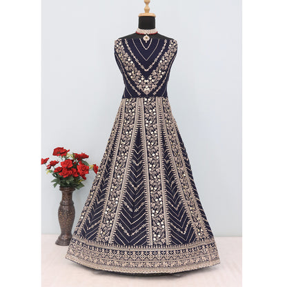 SHAFNUFAB Women's Georgette Ethnic Wear for WomenSemi StitchedSalwarSuit   SF271181