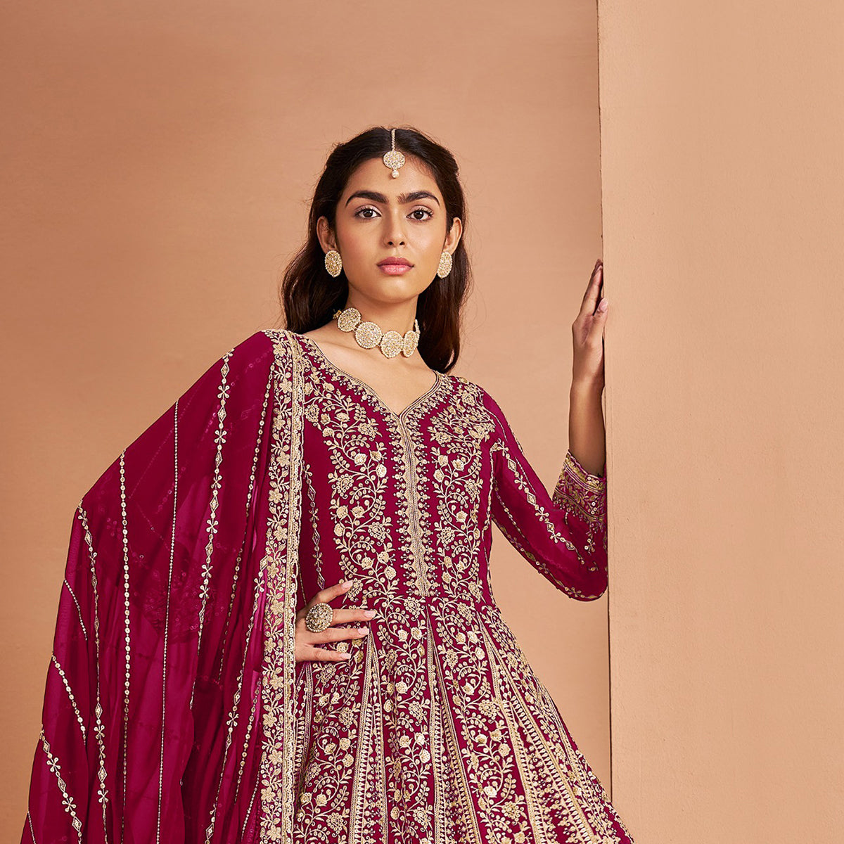 SHAFNUFAB Women's Georgette Ethnic Wear for WomenSemi StitchedSalwarSuit   SF271182