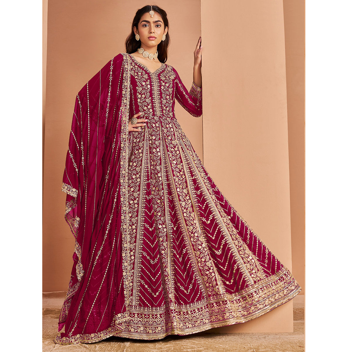 SHAFNUFAB Women's Georgette Ethnic Wear for WomenSemi StitchedSalwarSuit   SF271182