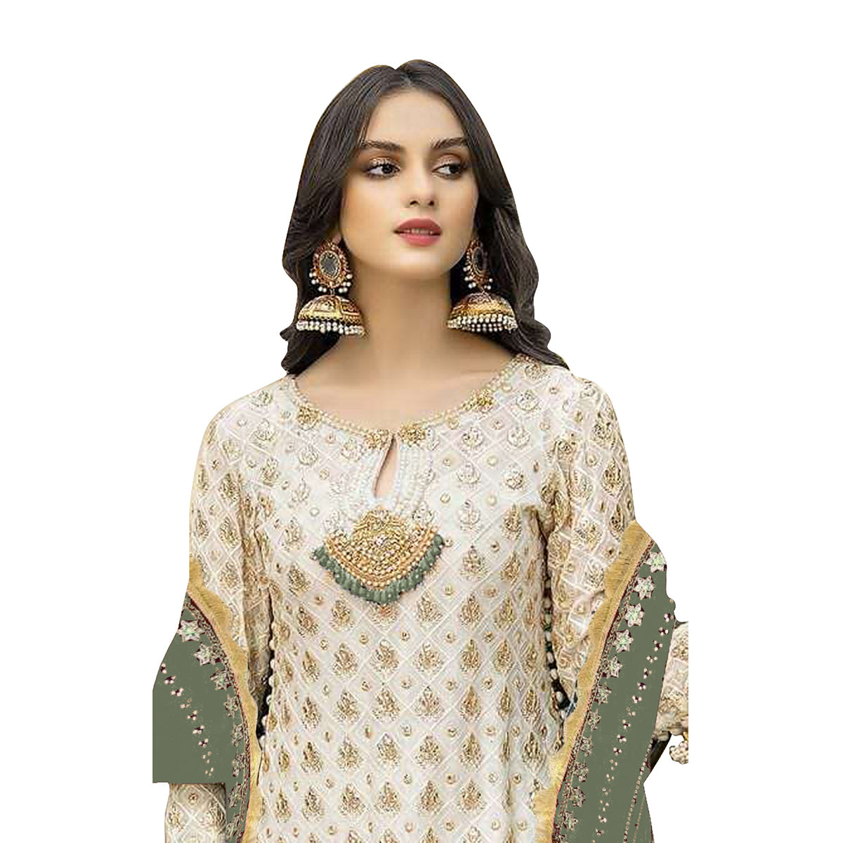 SHAFNUFAB Women's Georgette Ethnic Wear for WomenSemi StitchedSalwarSuit   SF271183