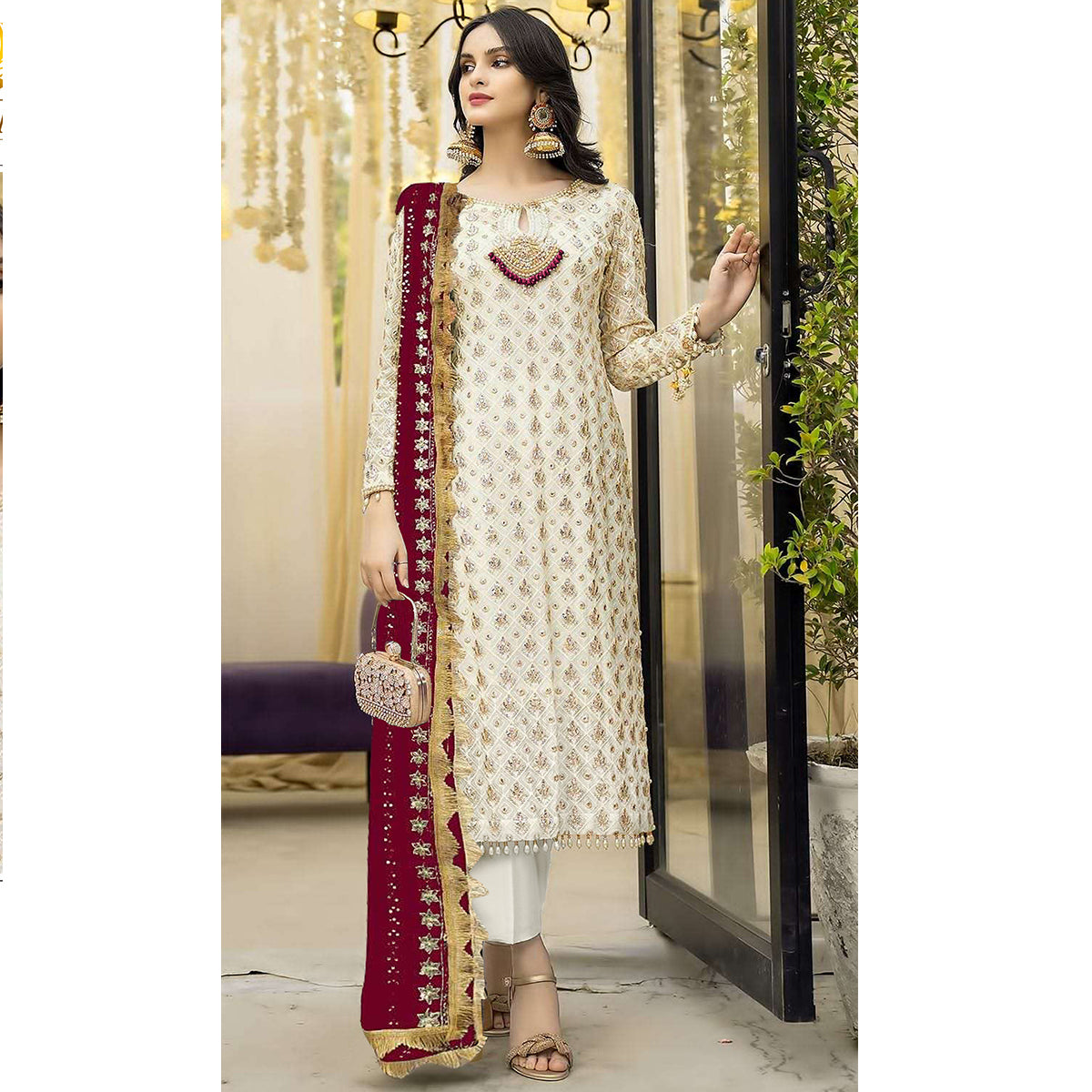 SHAFNUFAB Women's Georgette Ethnic Wear for WomenSemi StitchedSalwarSuit   SF271186