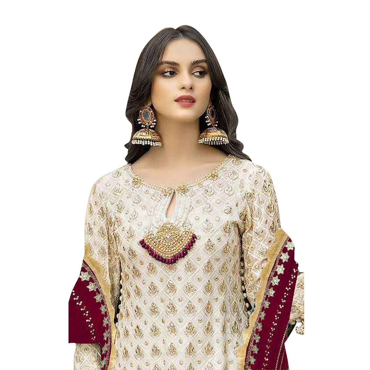 SHAFNUFAB Women's Georgette Ethnic Wear for WomenSemi StitchedSalwarSuit   SF271186