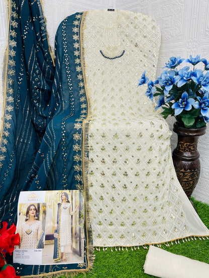 SHAFNUFAB Women's Georgette Ethnic Wear for WomenSemi StitchedSalwarSuit   SF271187