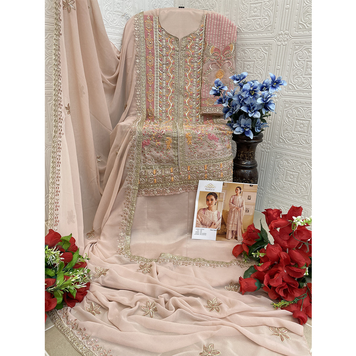 SHAFNUFAB Women's Georgette Ethnic Wear for WomenSemi StitchedSalwarSuit  SF271193