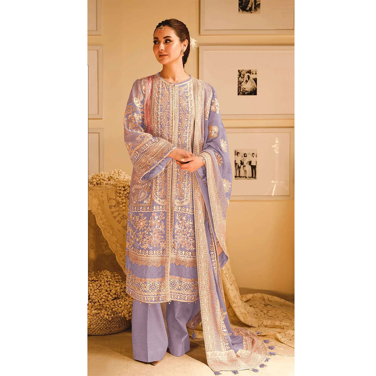SHAFNUFAB Women's Georgette Ethnic Wear for WomenSemi StitchedSalwarSuit  SF271194