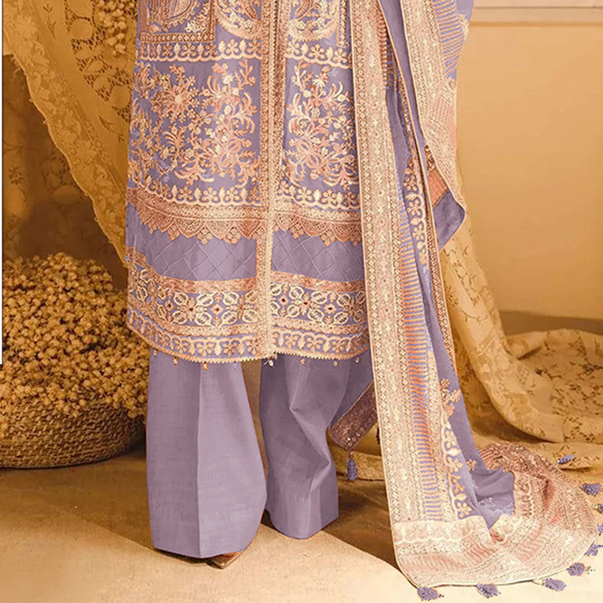SHAFNUFAB Women's Georgette Ethnic Wear for WomenSemi StitchedSalwarSuit  SF271194