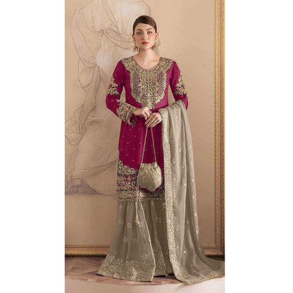 SHAFNUFAB Women's Georgette Ethnic Wear for WomenSemi StitchedSalwarSuit  SF271205