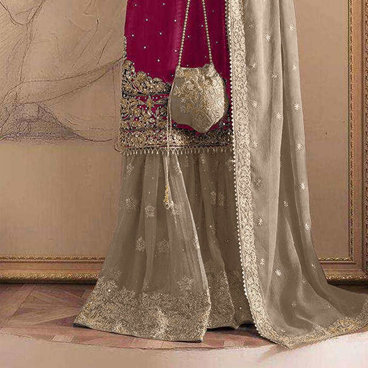 SHAFNUFAB Women's Georgette Ethnic Wear for WomenSemi StitchedSalwarSuit  SF271205