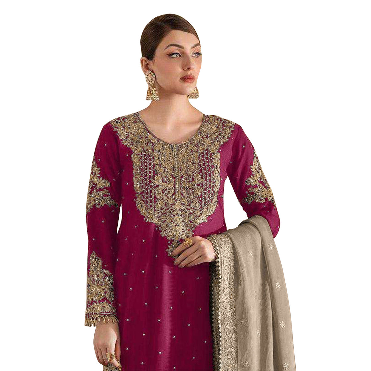 SHAFNUFAB Women's Georgette Ethnic Wear for WomenSemi StitchedSalwarSuit  SF271205