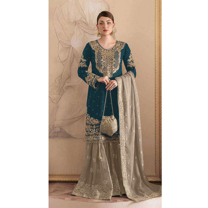 SHAFNUFAB Women's Georgette Ethnic Wear for WomenSemi StitchedSalwarSuit  SF271206