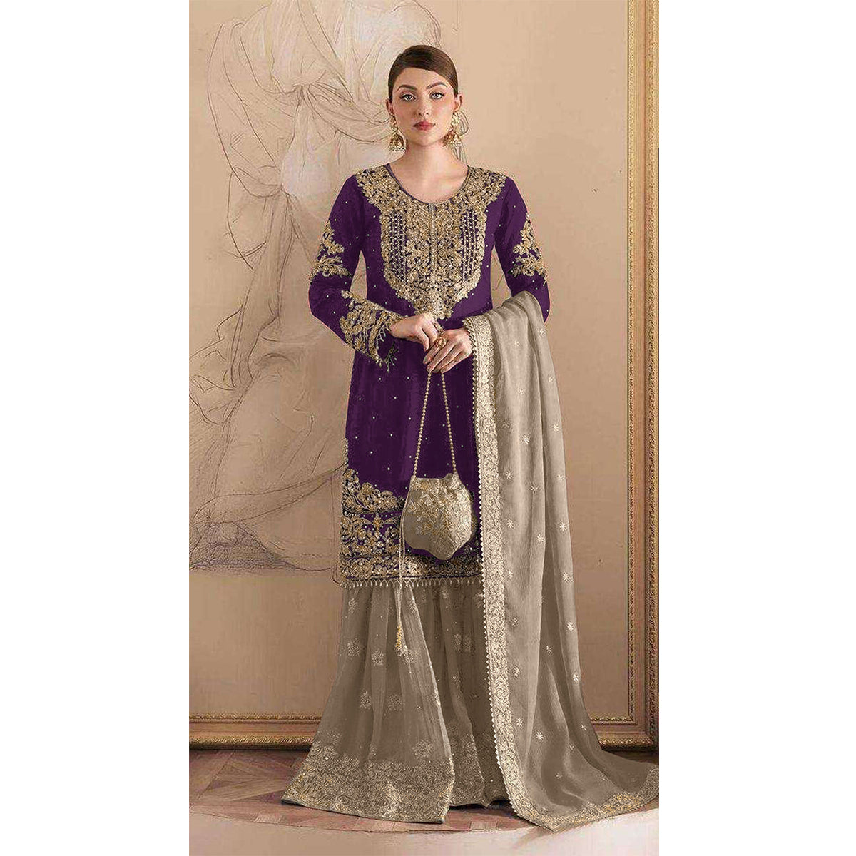 SHAFNUFAB Women's Georgette Ethnic Wear for WomenSemi StitchedSalwarSuit  SF271207