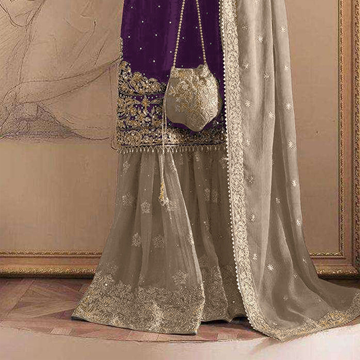 SHAFNUFAB Women's Georgette Ethnic Wear for WomenSemi StitchedSalwarSuit  SF271207