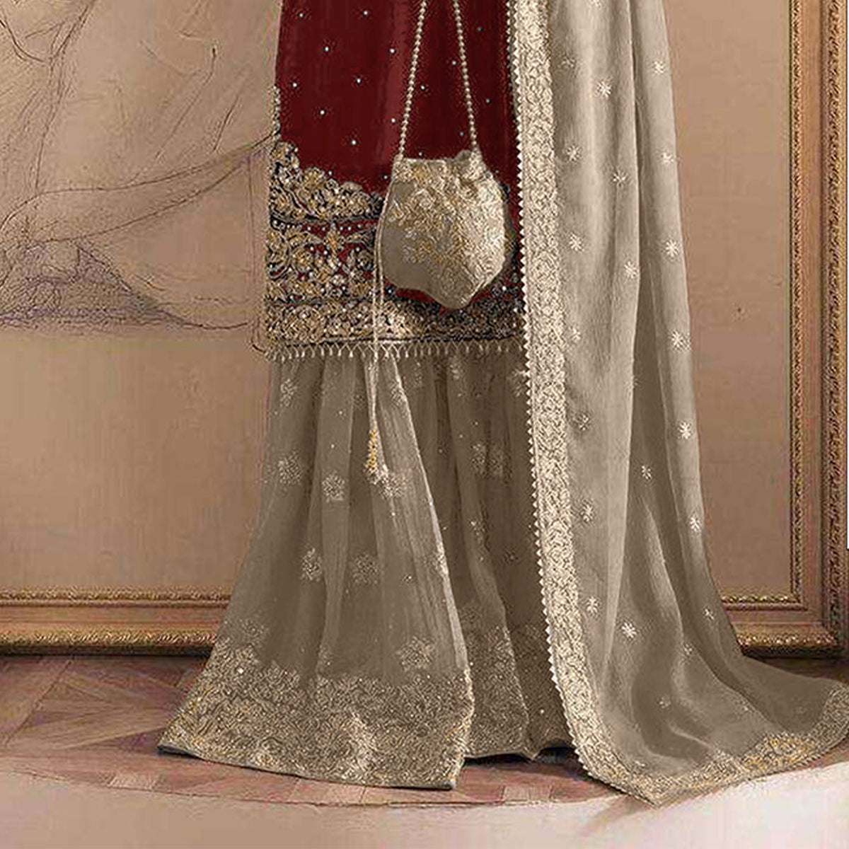 SHAFNUFAB Women's Georgette Ethnic Wear for WomenSemi StitchedSalwarSuit  SF271208