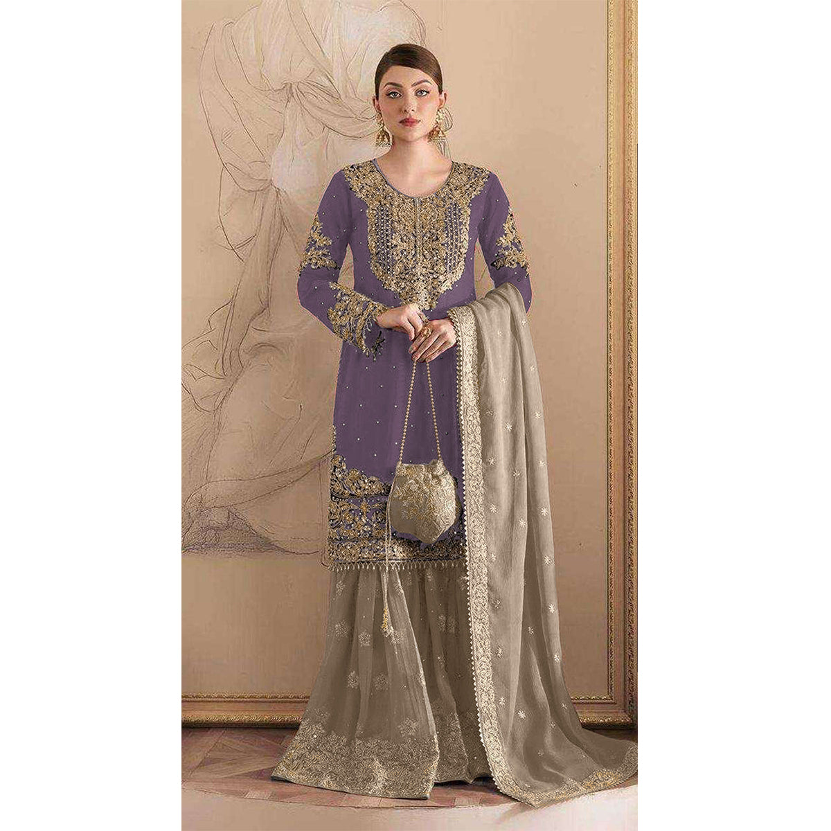 SHAFNUFAB Women's Georgette Ethnic Wear for WomenSemi StitchedSalwarSuit  SF271209